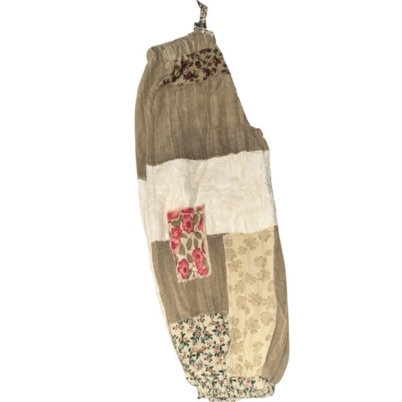 POL Patchwork Boho Hippie Pants Linen Blend Lounge Bohemian Festival Size M NWT - Picture 4 of 12